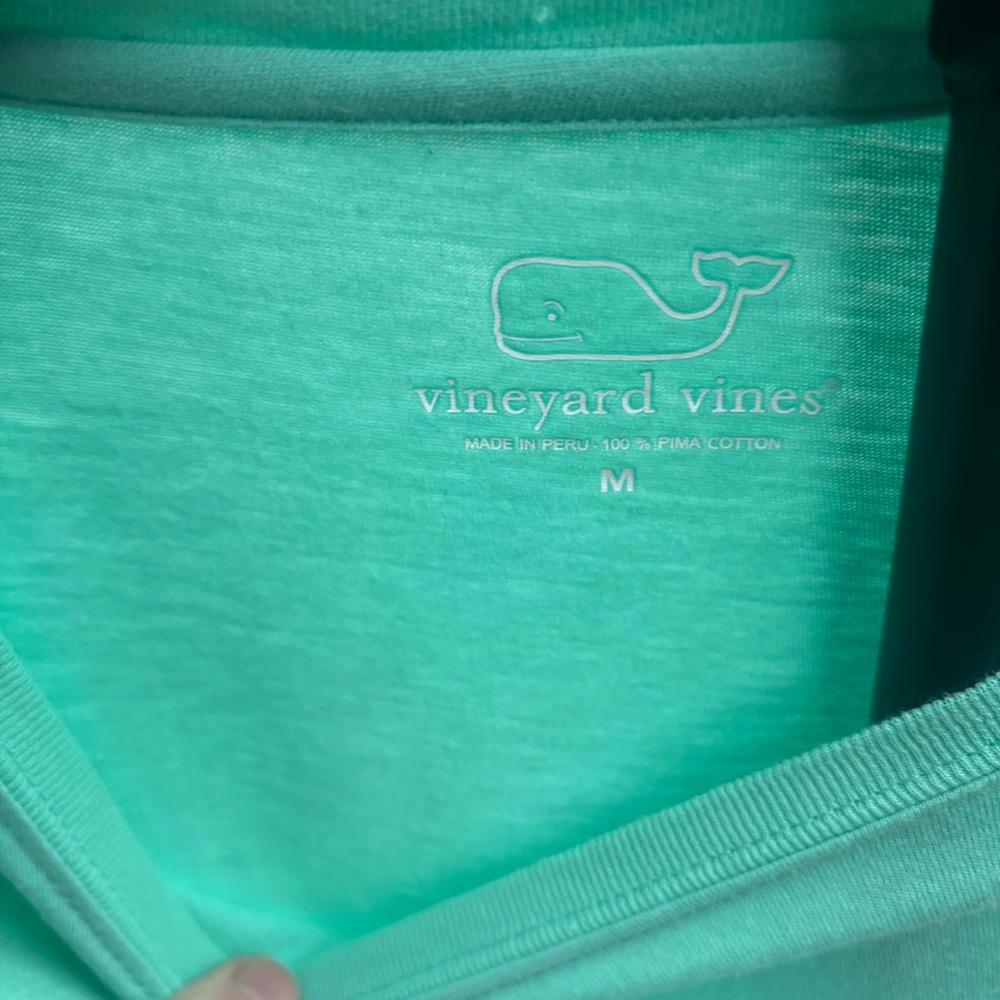 Vineyard Vines Teal Long Sleeve Tee with Pink Whale Women’s Size Medium - Picture 4 of 5